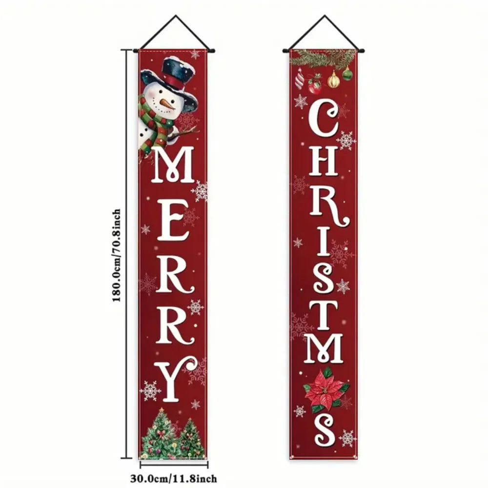 2pc 1set Christmas Hanging Door Banner Santa Claus Snowman Merry Christmas Decoration Elk Navidad Natal Happy New Year 2026 Gift