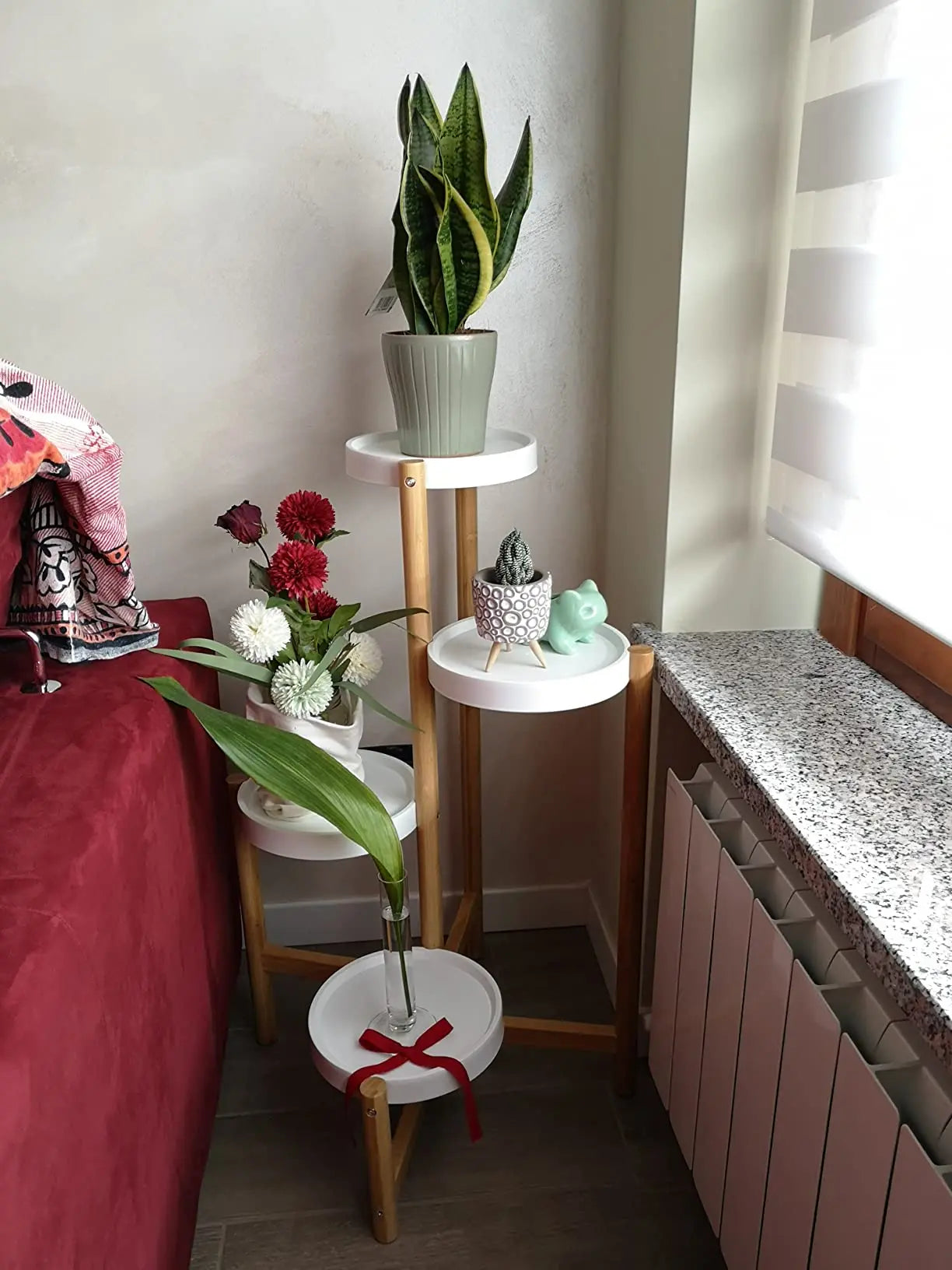 Wisfor Pflanzenständer Bambus 4-stufig Tragkraft 10 kg je Stufe