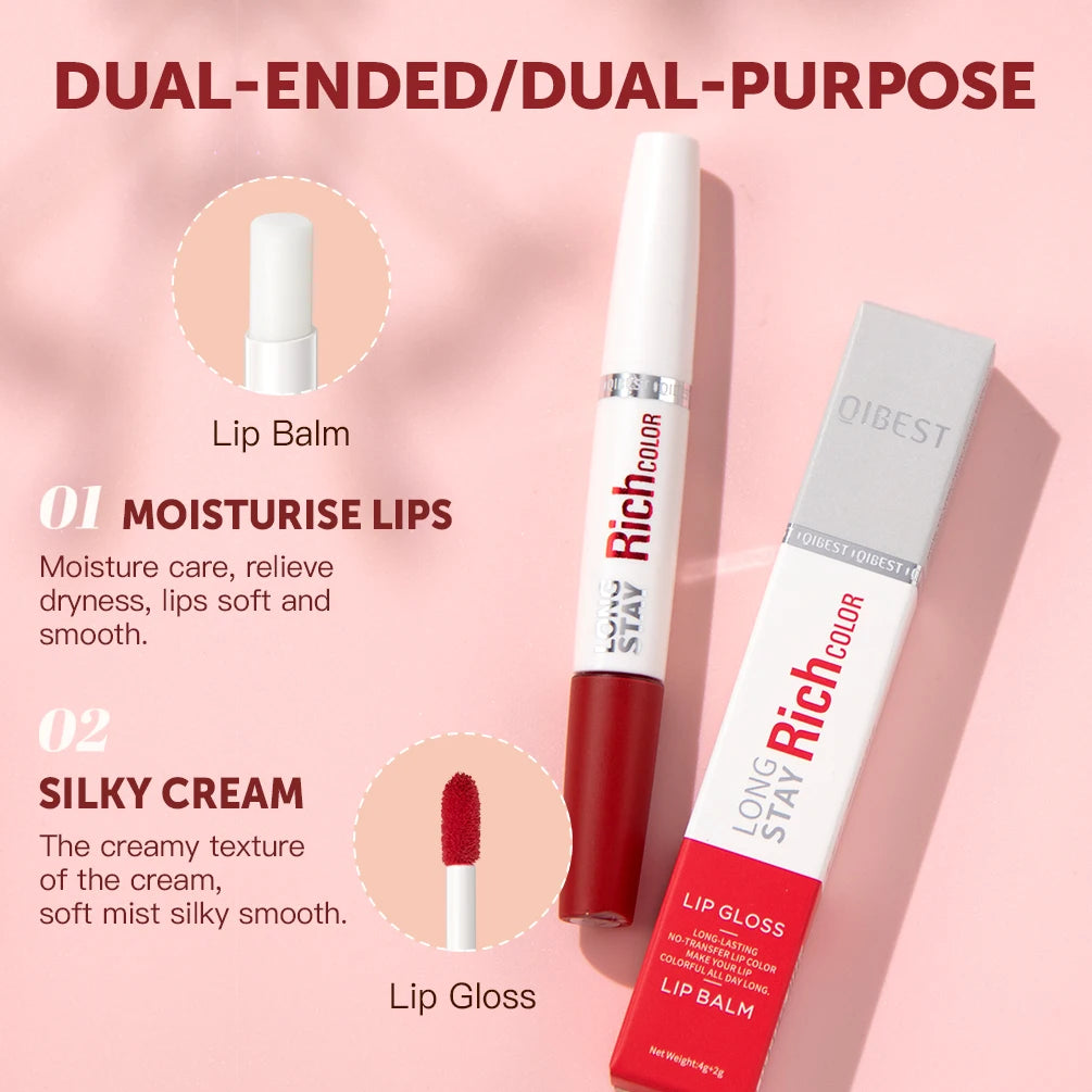 Double Head Matte Liquid Lipstick & Lip Plumper Oil Waterproof Long-Lasting Makeup Lip Balm Reduce Fine Lines Lipgloss Cosmetics