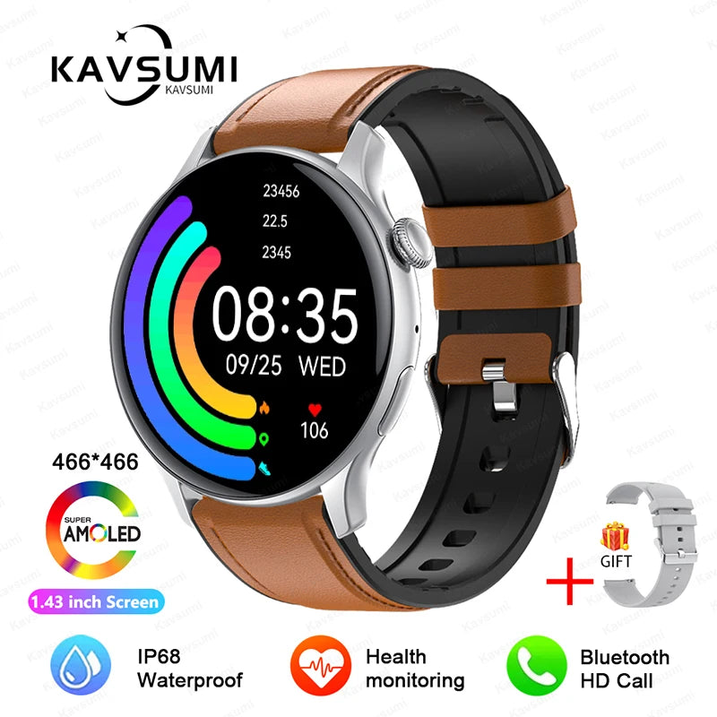 NFC Smartwatch AMOLED HD GPS - 220–300 mAh, 1,43 Zoll Display, 5 Tage Akku