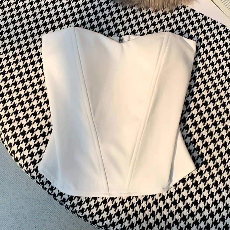 Tanks Tops Women Off-shoulder Outerwear Tube-top Sexy Spicy Girls Summer European Style Streetwear Slim Defined Waist Popular