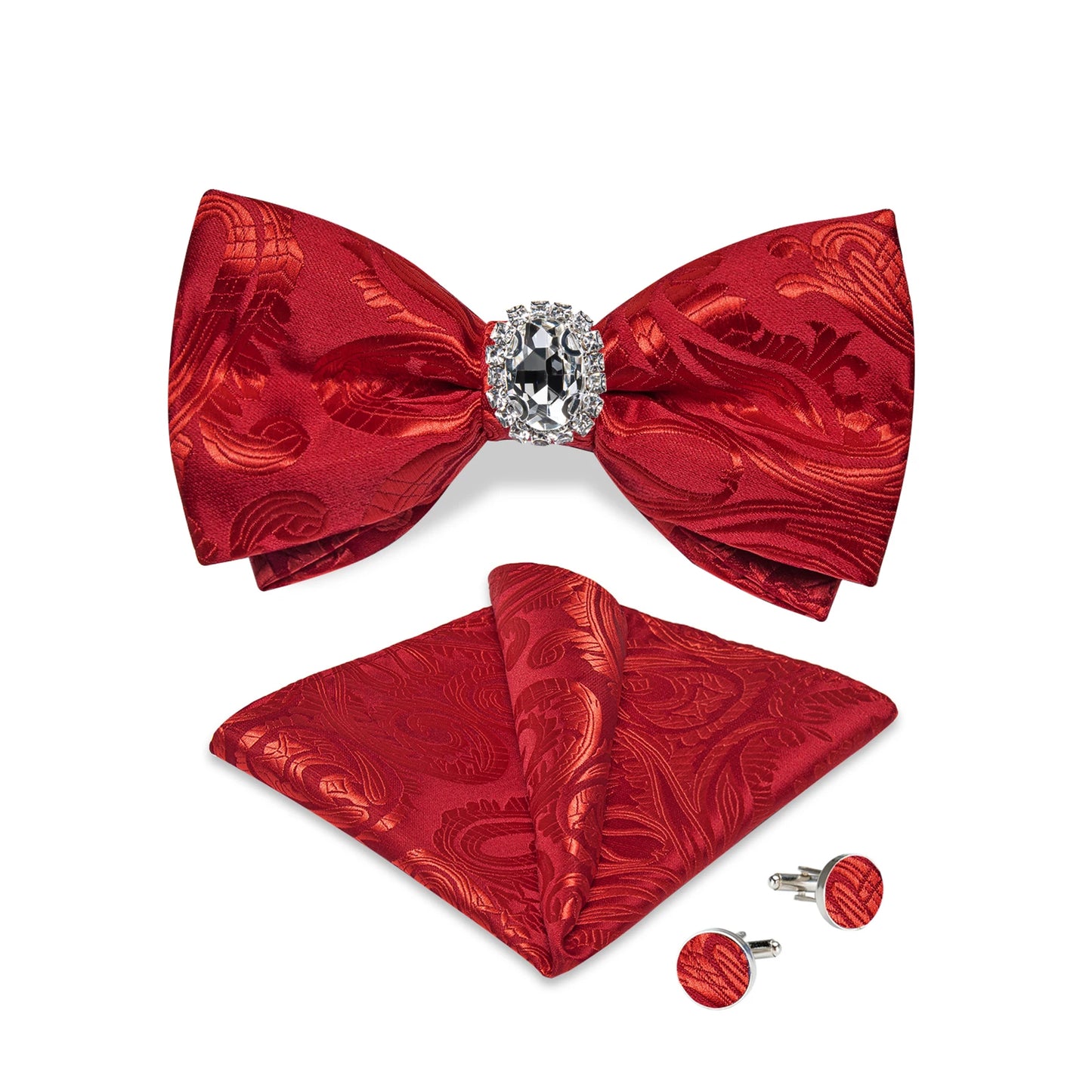 Designer Men's Silk Bowties Pocket Square Cufflink Set for Man Wedding Pre-tied Bow Ties Fashion Butterfly Knot Business Bowties