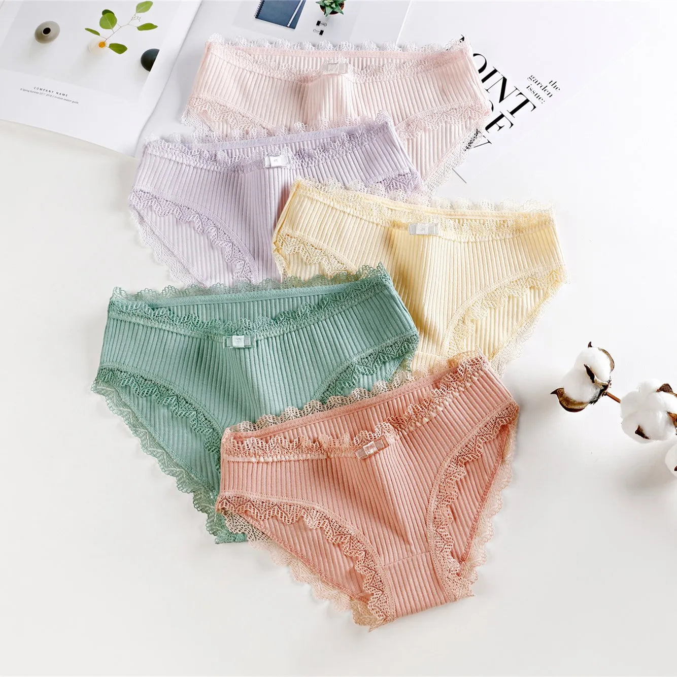Damen Lingerie Unterwäsche mit Schleife Baumwolle Niedrig Bund Einfaches Design Komfortabel