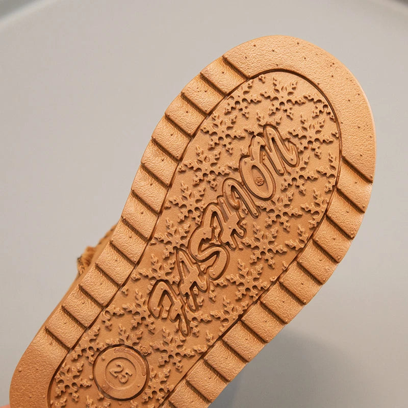 Kinder Schneestiefel Prägnanter Stil Plüsch Chunky Winter Kinder Kurzstiefel Einfarbig Slip-on Unisex Klassische Jungen Mädchen Schuhe 23-36