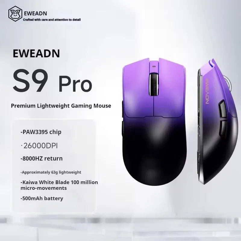 EWEADN S9 Pro Ultraleicht Gaming-Maus - 26K DPI, Tri