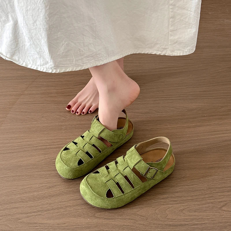 Flats Women's Sandals Fashion Hollow Designer Shoes Casual Slingback Slippers 2025 Summer Flip Flops Trend Sandalias De Mujer