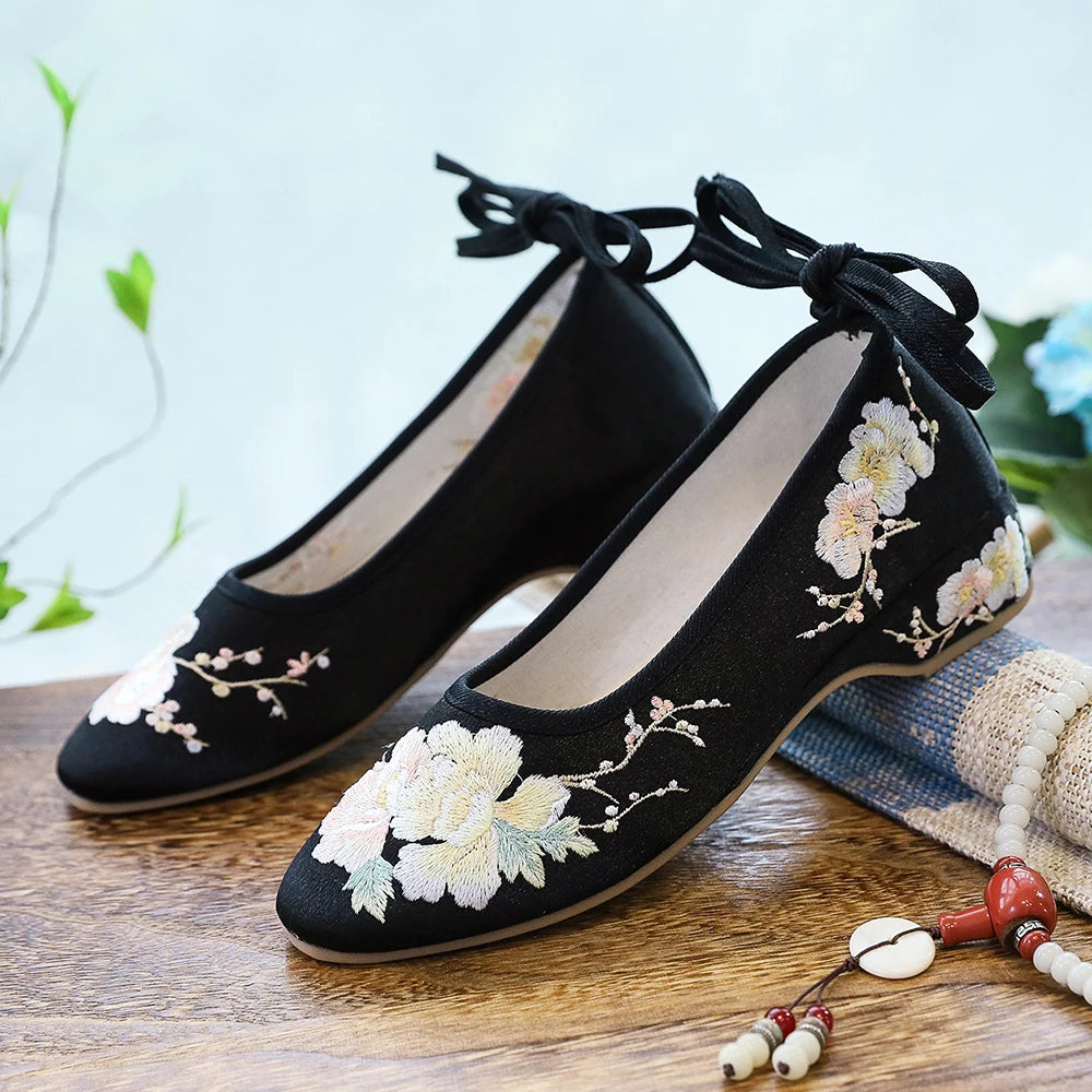 Ballerinas 2025: Veowalk Long Ankle Strap Summer Women Gauze Mesh - Embroidered Ballet Flats Breathable Comfortable Walking Shoes Elegant Lady Collection