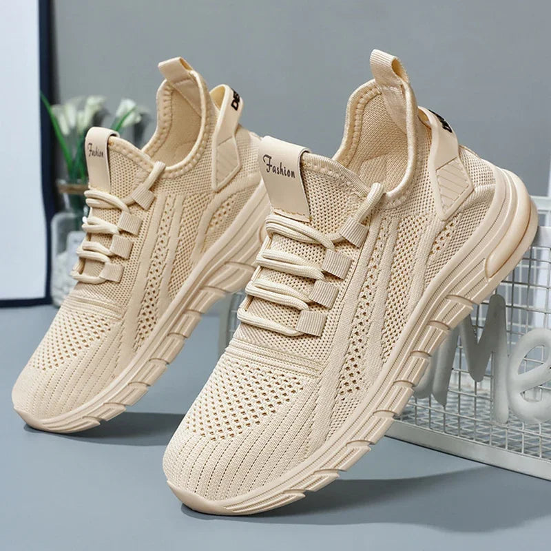 Lucyever L6228 Atmungsaktiv Sneaker - Weiß Mesh Slip On