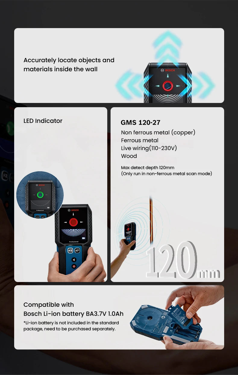 Scaner de perete 2025: Detector de perete Bosch Professional - Scaner digital pentru cabluri sub tensiune