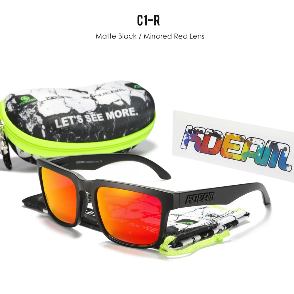 KDEAM Herren Polarisierte Sonnenbrille Quadratisch Casual Outdoor Sonnen Brille Frauen Unisex Sonnenbrille für Paare mit Neuer Verpackung