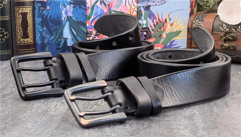 Herren Ledergürtel 2025 - Super Wide 4.2CM Luxury Thick Genuine Leather Double Buckle