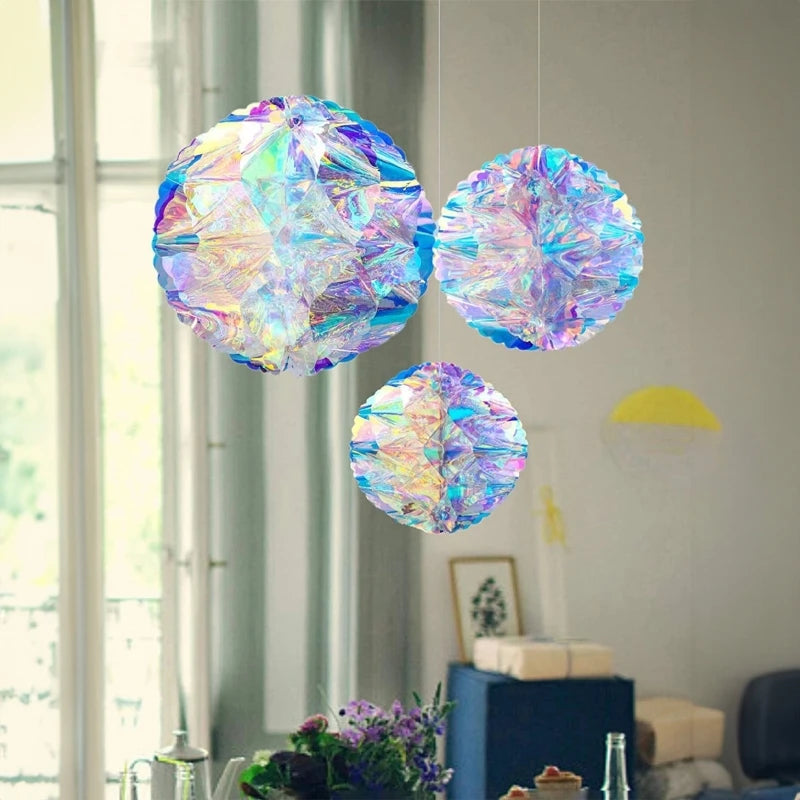 CN Irideszierende Wabenball Deko - Kunststoff 6er Set Größe variabel