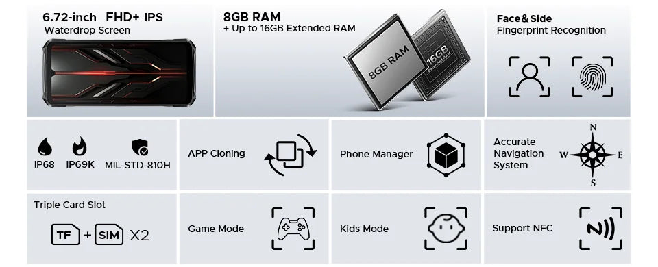 DOOGEE S119 Robustes Smartphone - 10200 mAh Akku, 33W, 6.72 Zoll