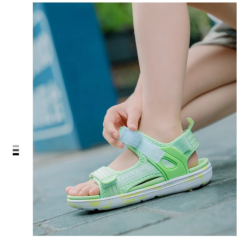 Sandalen Mädchen 2025 - Weiche Sohlen Casual Schuhe Modische Prinzessin - Neue Blumen Rosa Flache Schuhe Rutschfest Strand Kinder 7-13J