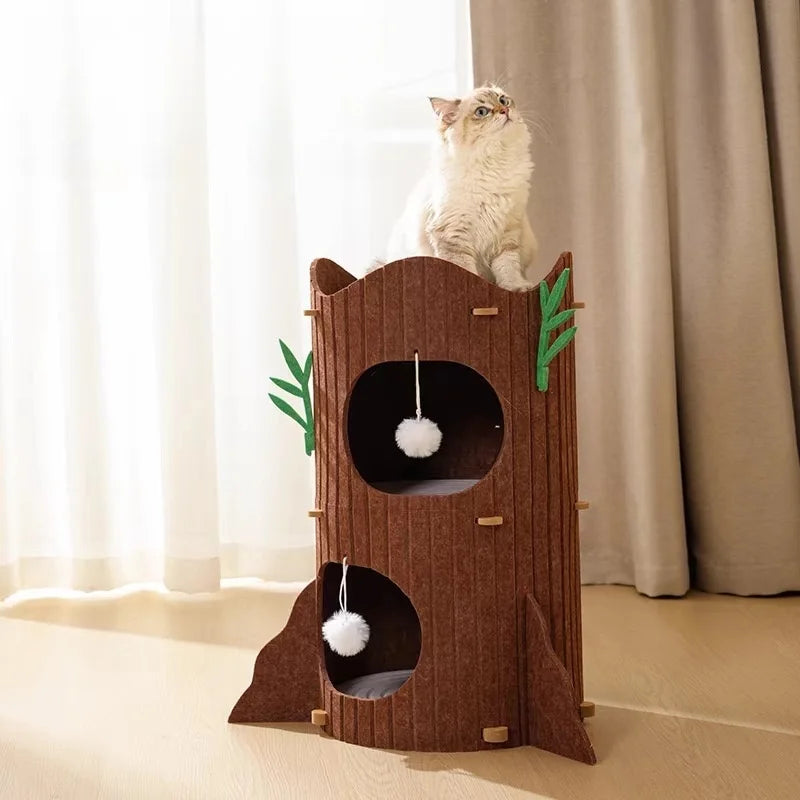 Multi-schicht Katzenhaus Baumstumpf Katzen Klettergerüst Sisal Eimer Filz Katzen Nest Kratzfest Sisal Katzenbaum Haustier Spielzeug