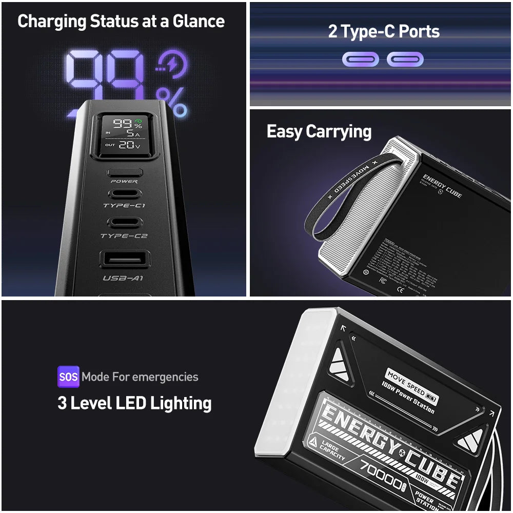 Camping-Laterne 2025: MOVESPEED LED 70000mAh Große Kapazität Rechargeable Notfall-Licht Outdoor-Sammlung