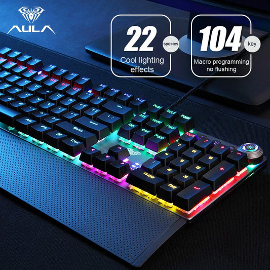 Gaming-Tastatur 2025: AULA F2088 Mechanical Wired - Multi-Function Knob Magic Backlit Collection