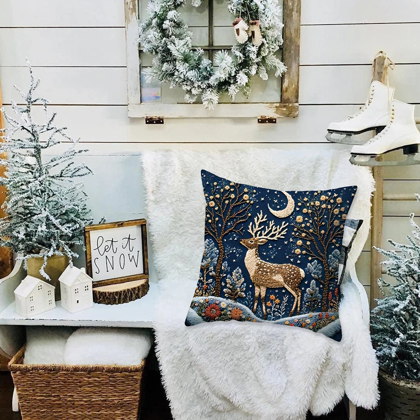 1pcs 2D Christmas Pillow Covers Xmas Party Decor Imitation embroidery Xmas Holiday snow scenery Pillow Cover New Year Gift 2026