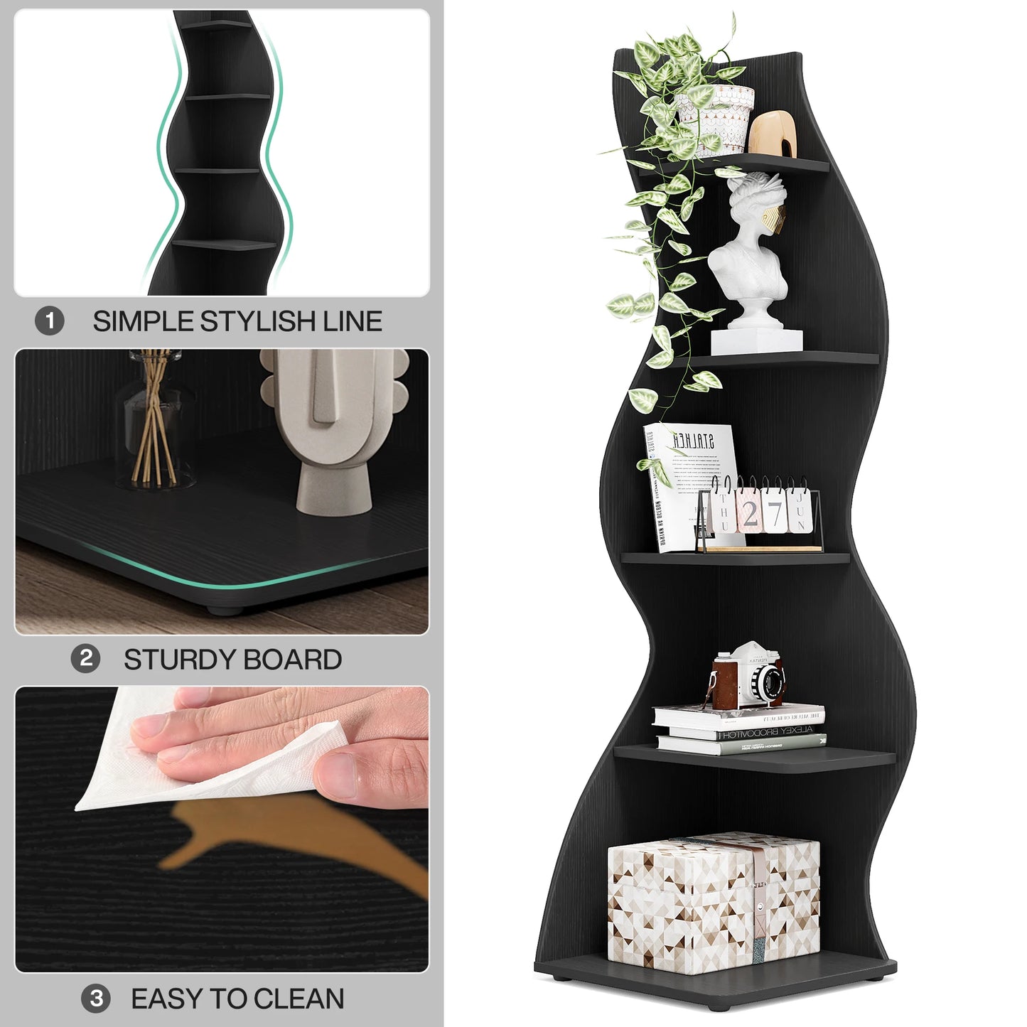 Tribesigns Bücherregal Eckregal 5-stufig Pflanzenständer Wohnzimmer