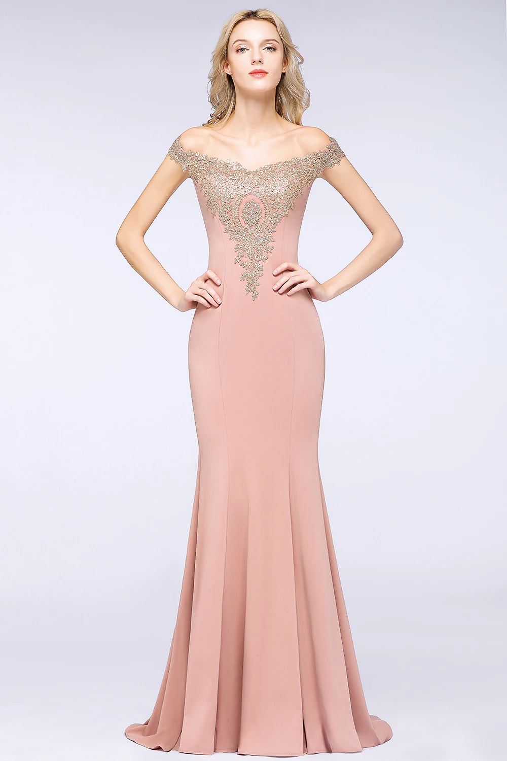 Women Mermaid Bridesmaid Dress For Wedding Party Long Lace Applique Off Shoulder Evening Prom Formal Gowns Floor Length Vestidos