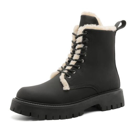 CN Fujian Warme Bequeme Schnürstiefel Leder Veloursleder - Absatz 3-5 cm Innen PU Kurzplüsch