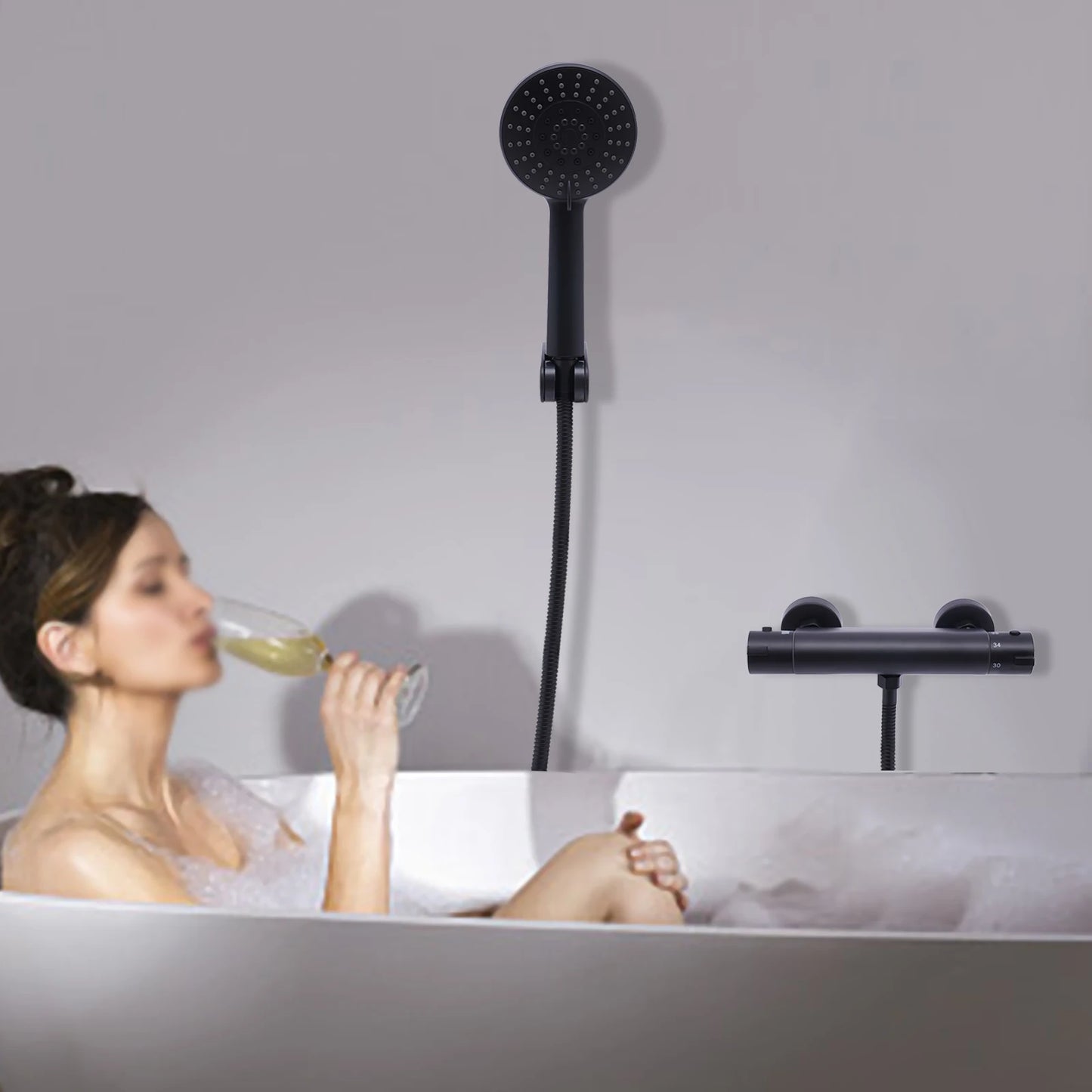 NONE Thermostatisches Handbrause-Set 3 Modi Wandmontage 38°C-Regelung