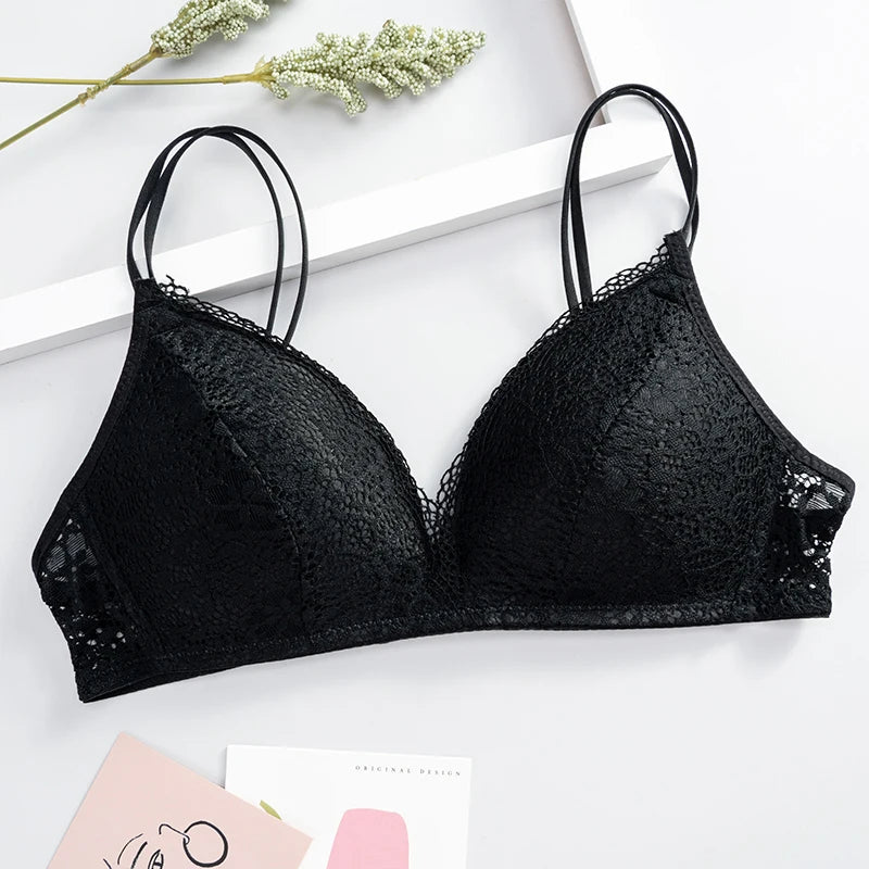 eles Damen Bralette 2025 - Spitzen BH ohne Bügel A/B Cup mit Blumenmuster