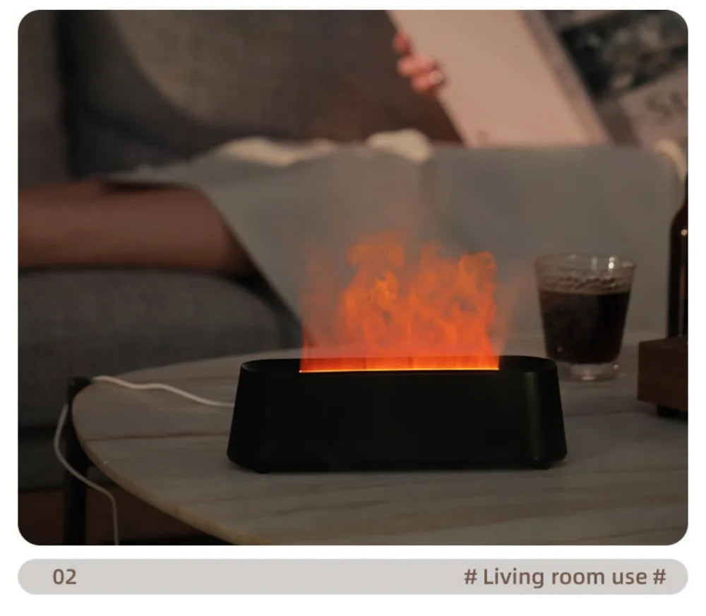 Humidifier Flame Aromatherapy Diffuser Can Add Essential Oils 7 Colours Flame Diffuser Timing Protection USB Desktop Humidifier