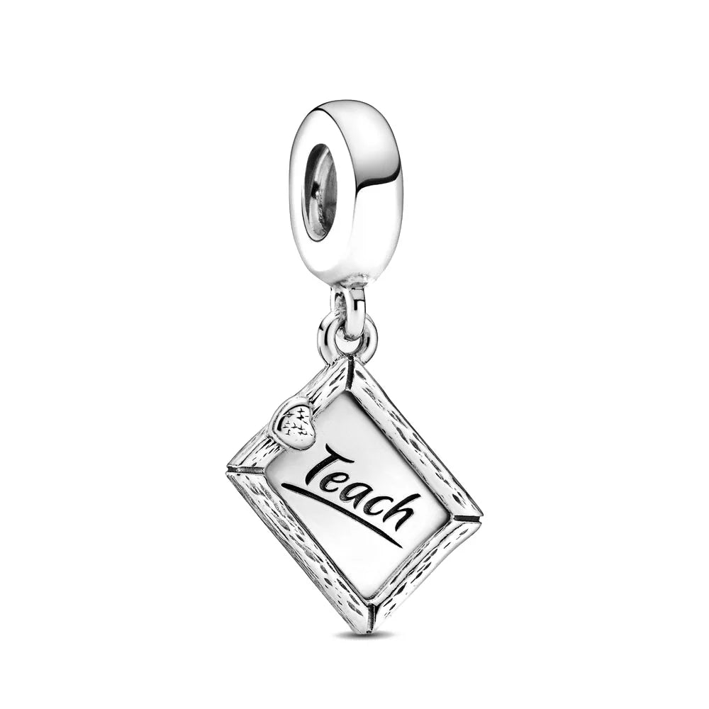 Neue 925 Silber Lernhilfe Schultasche Uhranhänger Charms Beads Fit Original Pandora Armband DIY Schmuck Für Frauen 2024