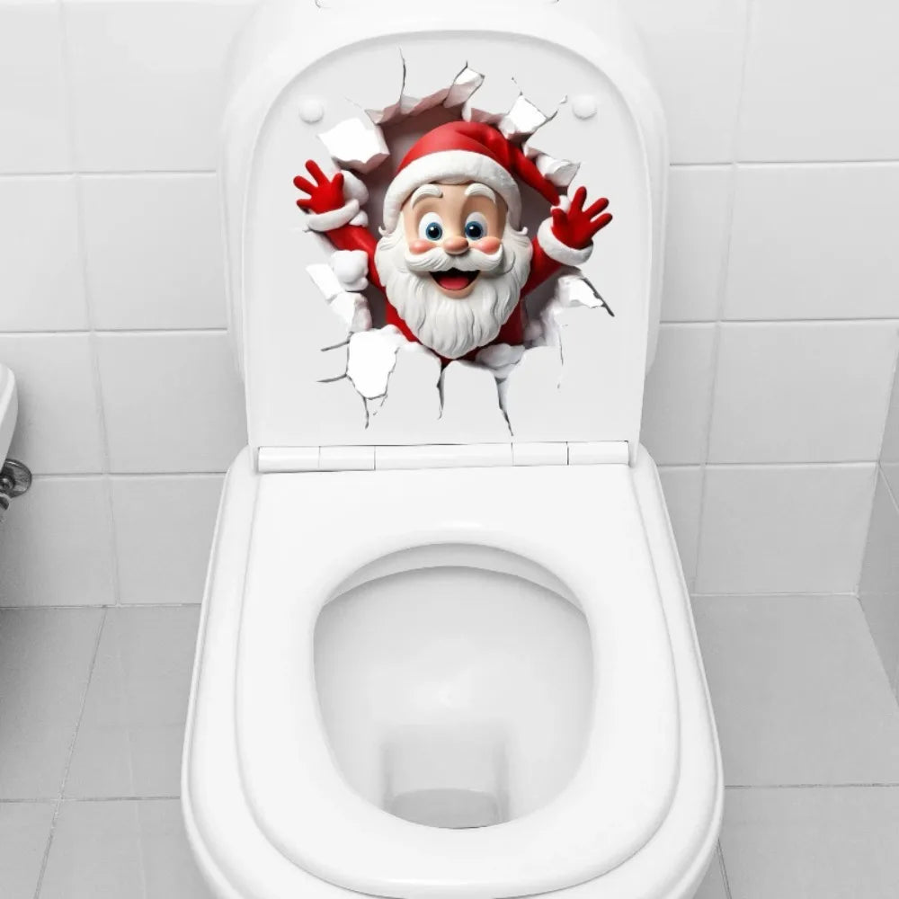 Christmas Toilet Sticker Merry Christmas Decoration Santa Claus Bathroom Sticker Home Toilet Decoration 2026 New Year Gift Fun