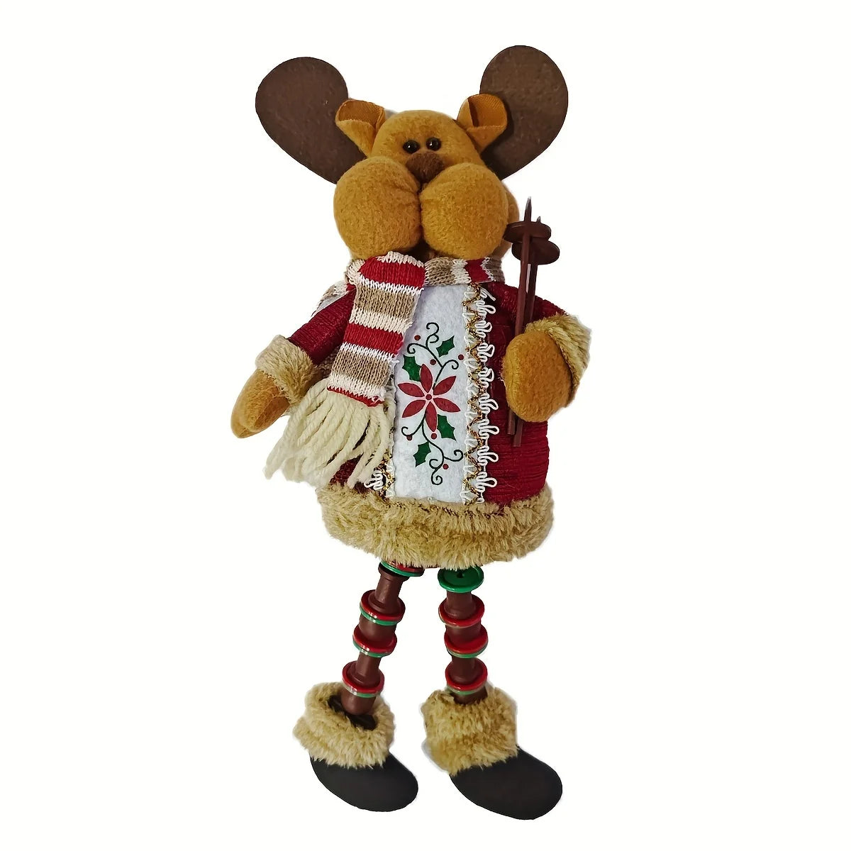 BOUSSACCN Sitzende Weihnachtsfigur - Größe 25 cm, Stoff, Holzperlen