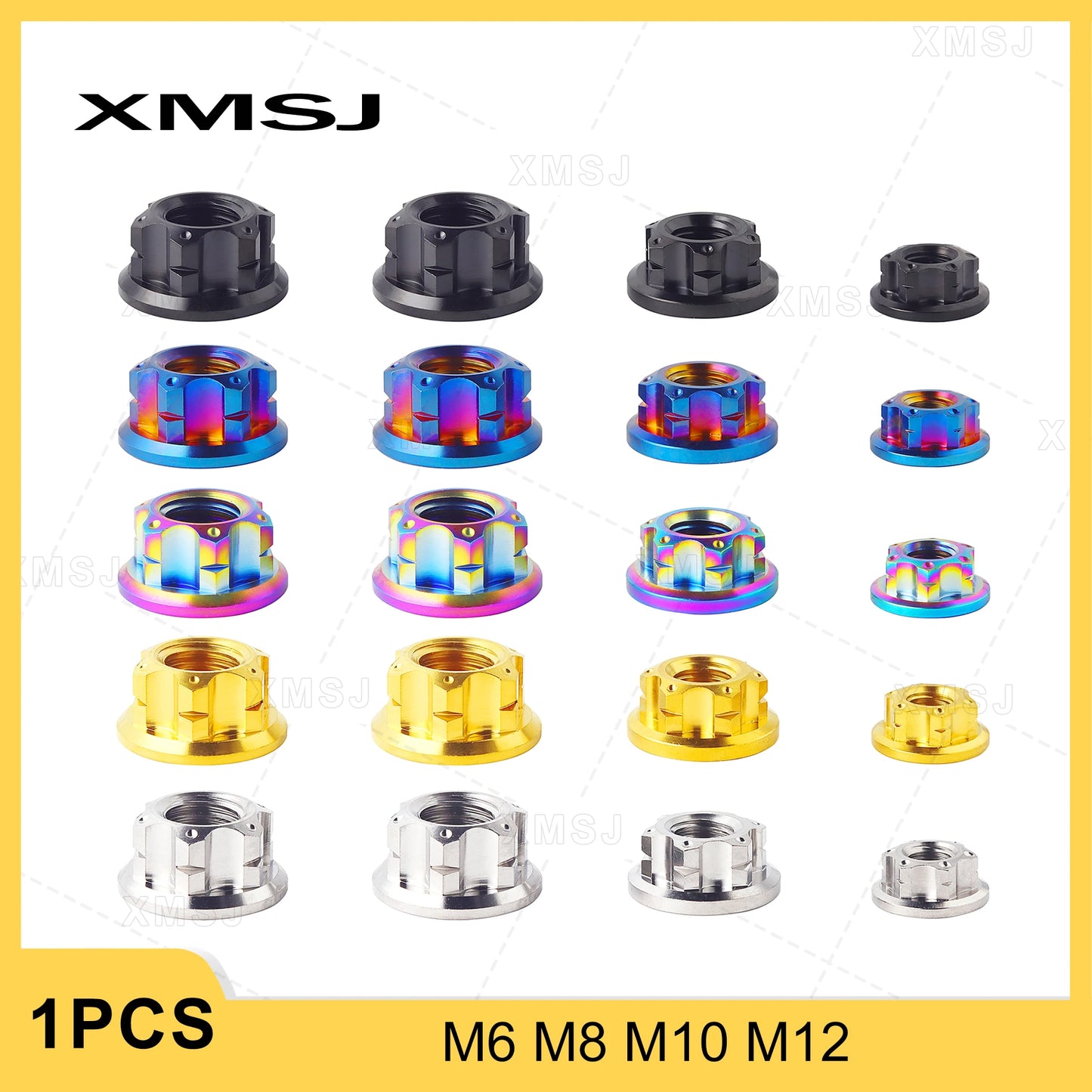 XMSJ Hex Sechseck Flansch Titan Muttern M6 M8 M10 M12 Hinterachse Sperrmutter für Fahrrad Motorrad Titan Befestigung