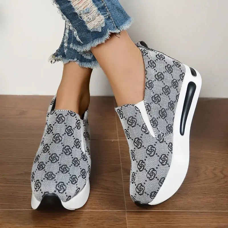 Damen Sneakers 2025 - Fashion Embroidered Platform Spring Comfort Slip On Walking Shoes