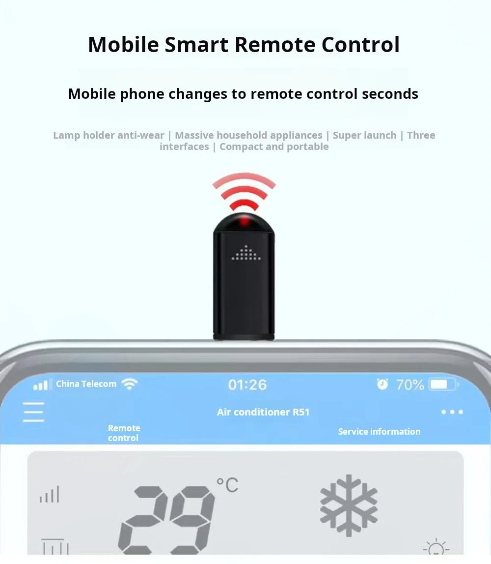 Type C Smartphone Infrared Transmitter Adapter Control Smart App Control Adapter Infrared Remote Suitable for Television