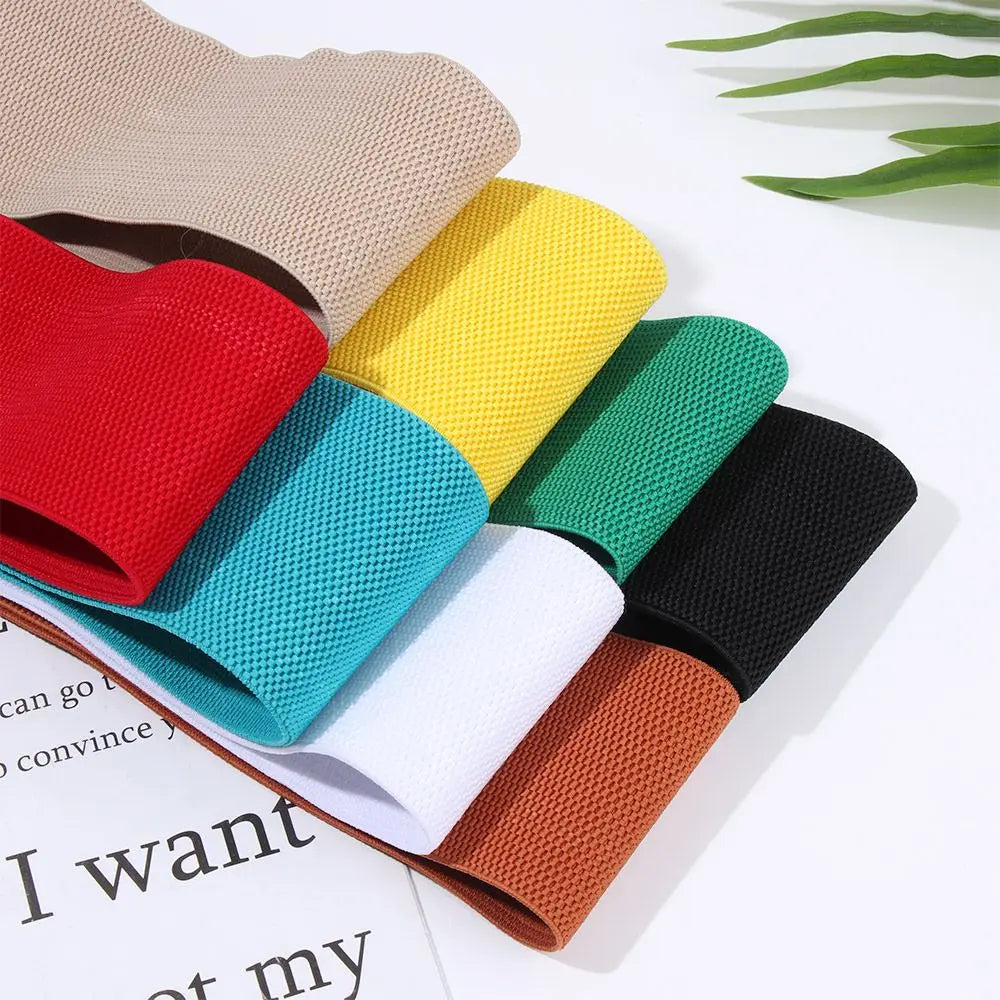 Women Fashion Wide Elastic Belt Metal Buckle Cinch Waistband Ladies Dress Waist Band Fashion Accessory