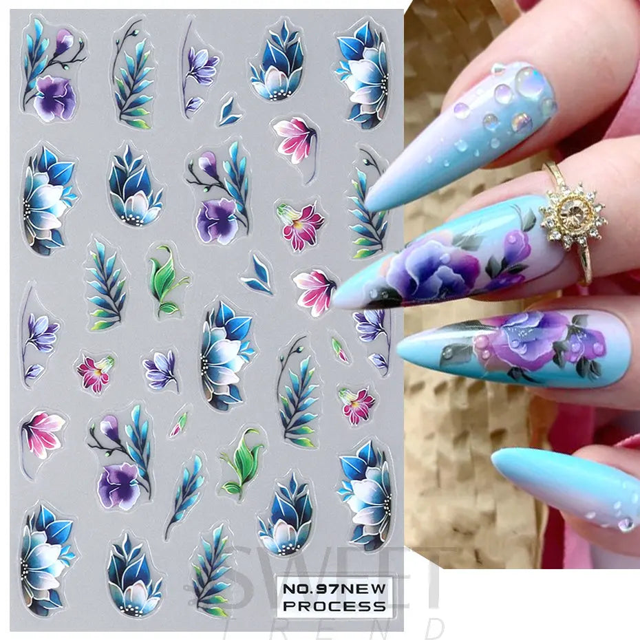 SWEET TREND JINO 3D Blumenaufkleber - 12 Stück Matte S