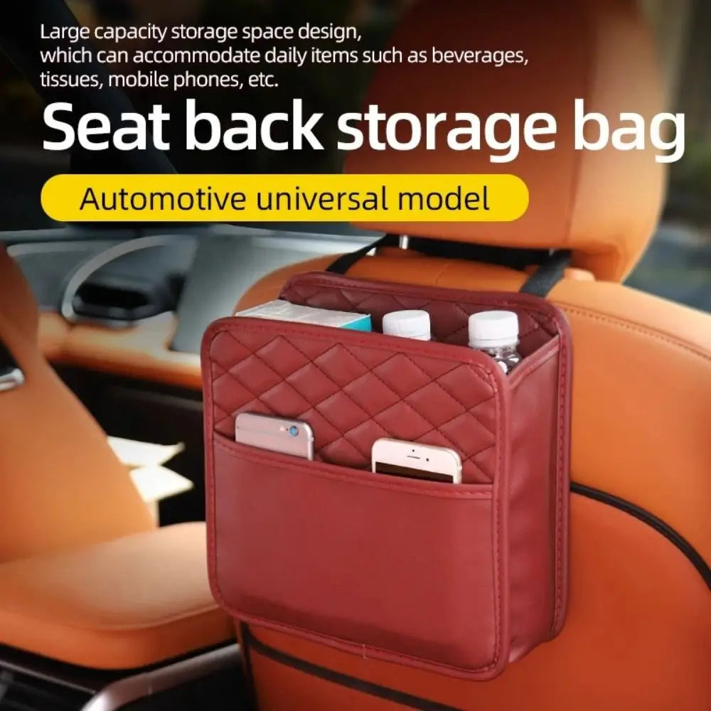 Leather Car Backseat Storage Bag Multifunctional Adjustable Backseat Large Capacity Pocket Protector Seat Back