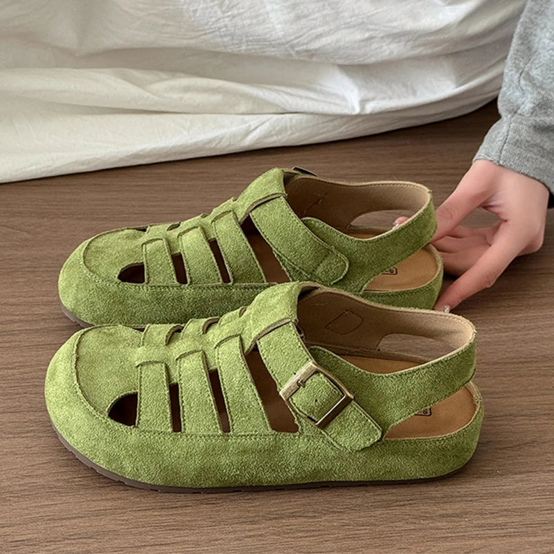 Flats Women's Sandals Fashion Hollow Designer Shoes Casual Slingback Slippers 2025 Summer Flip Flops Trend Sandalias De Mujer