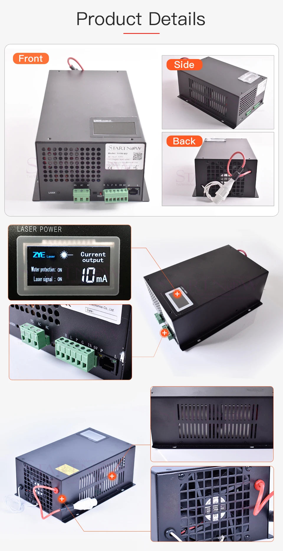 Startnow 100W-BD CO2 Laser Stromversorgung 120W Mit Display Bildschirm 110V PSU MYJG-100 220V Co2 Laser Röhre Schneid Maschine Quelle