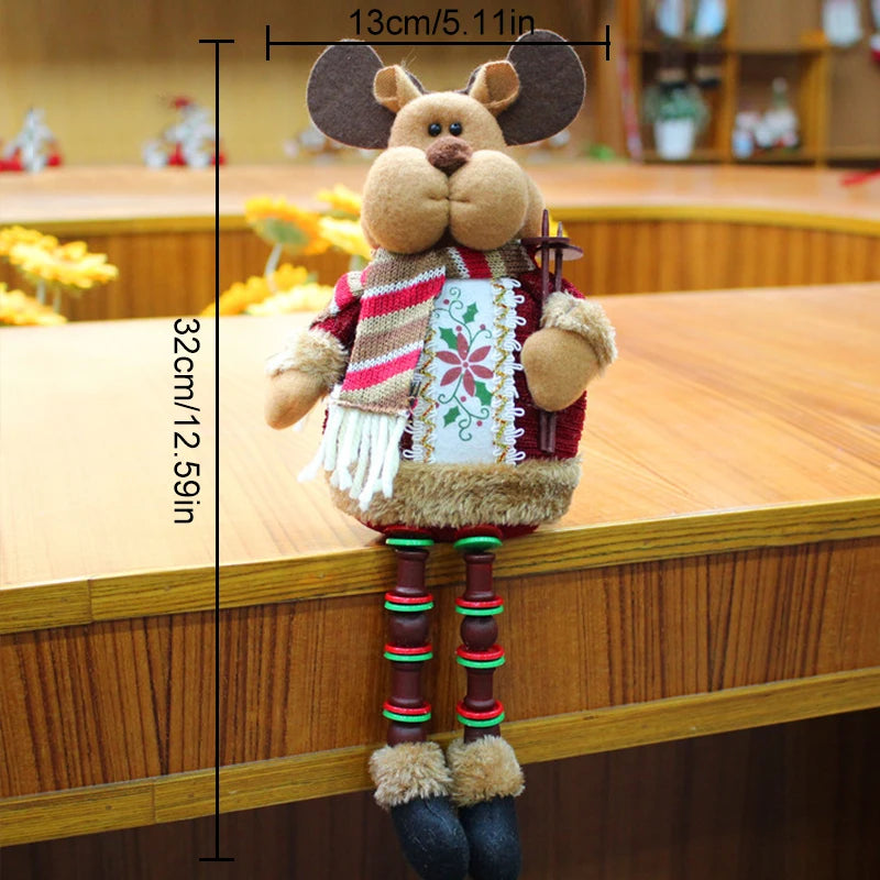 BOUSSACCN Sitzende Weihnachtsfigur - Größe 25 cm, Stoff, Holzperlen