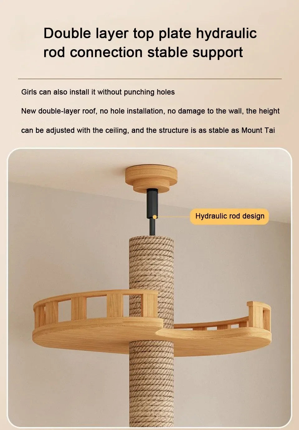 Cats Tree Floor Solid Wooden Cat Tree House Climbing Pets Furniture Adjustable Kitten Trees Tower Multilayer Cat Climbing Frame