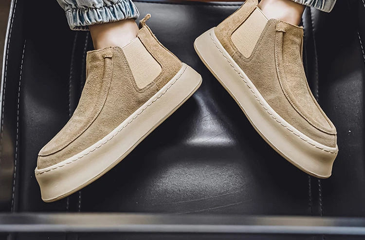 Ghete Chelsea Shangkaka cu platformă, croială înaltă - Mărimea 44, Înălțimea tocului 2 cm, Înălțimea gleznei