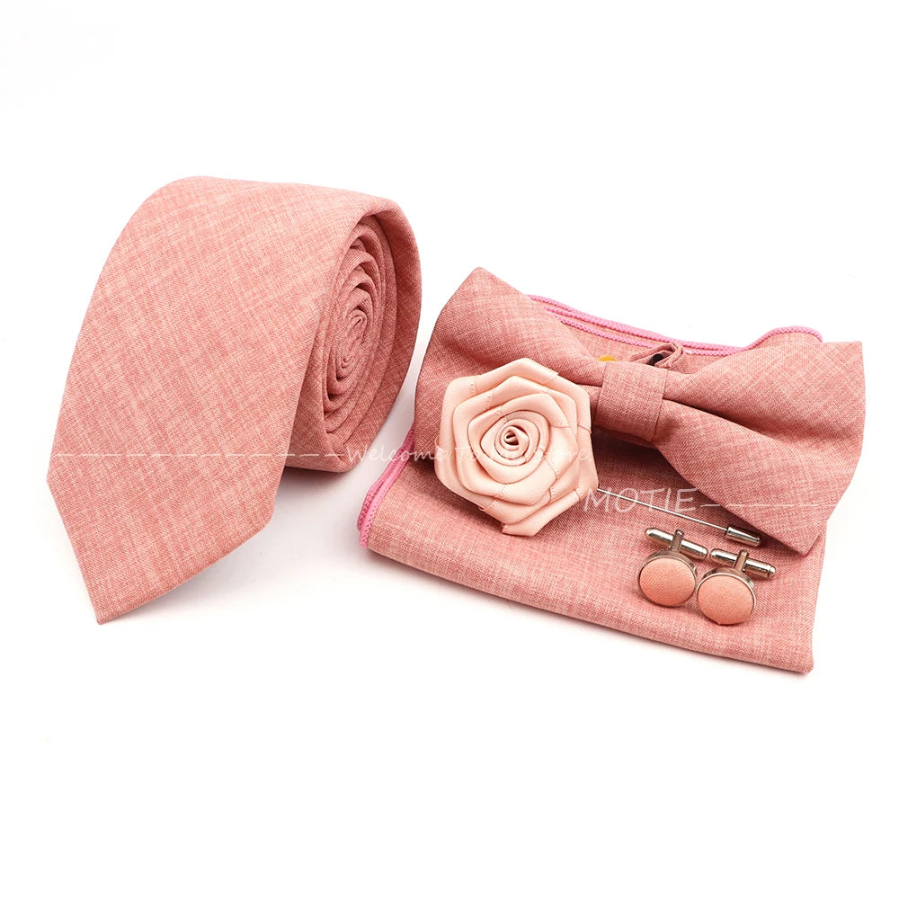 Neues Design 27-farbiger Männer-Accessories-Set: Klassische Baumwoll-Taschentuch, Manschettenknöpfe, Fliege für Hochzeit, Party, Geschenke