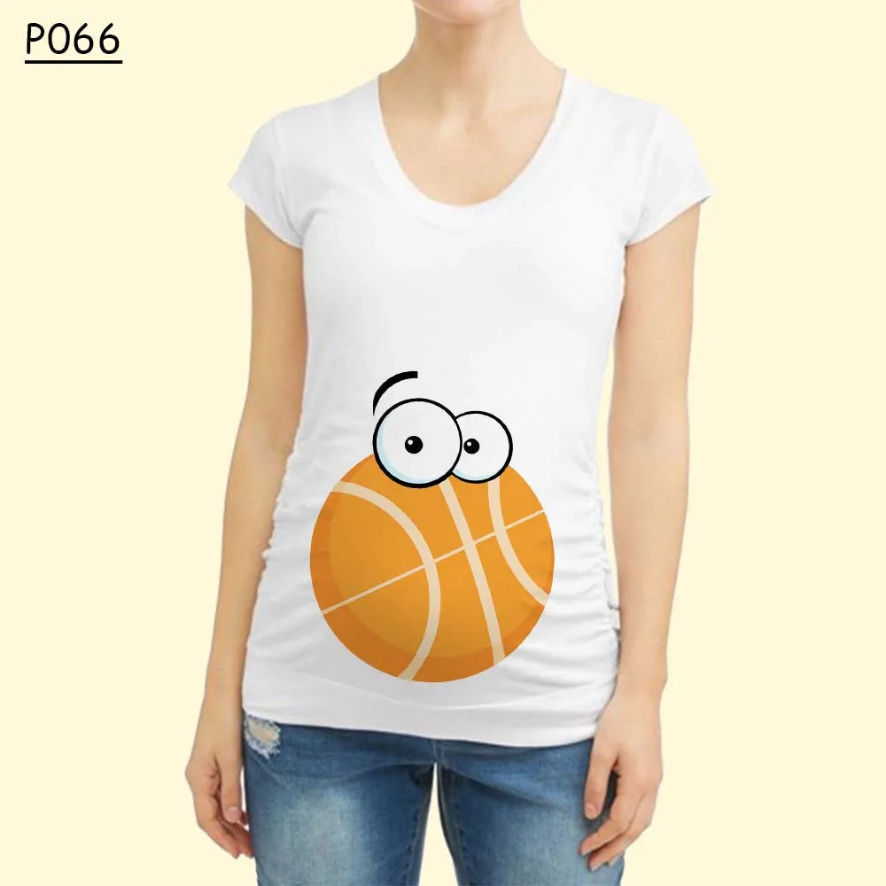 Cartoon Ball Umstandsmode 2025 - Kurze Ärmel T-Shirt Sommer Frauen Schwangerschaft - Hot Stillen Bedruckt Schwangere Tops Tee