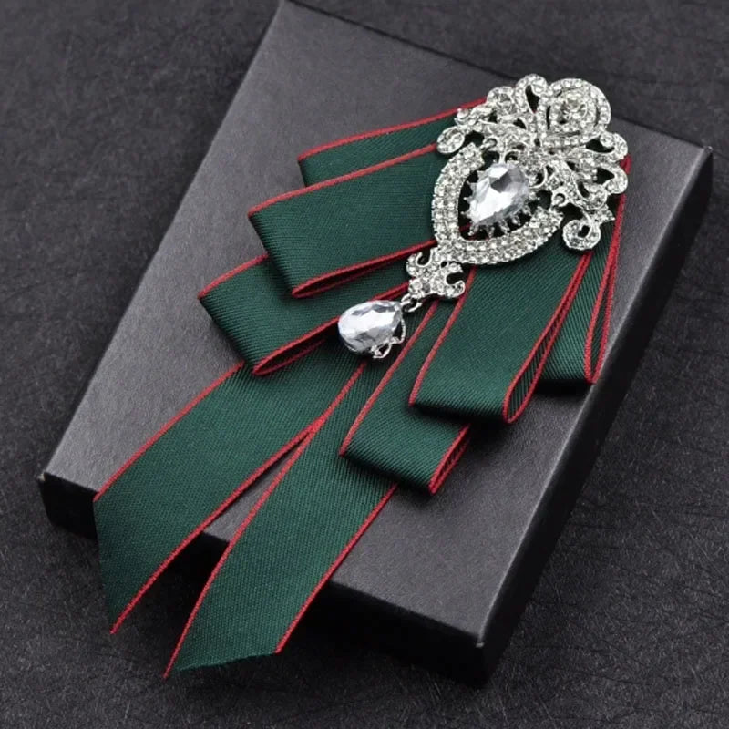 Fashion Handmade Bow Tie Wedding Collar Luxury Rhinestone Bowtie Necktie Brooch Pocket Towel Square Set Gift for Men Accessories