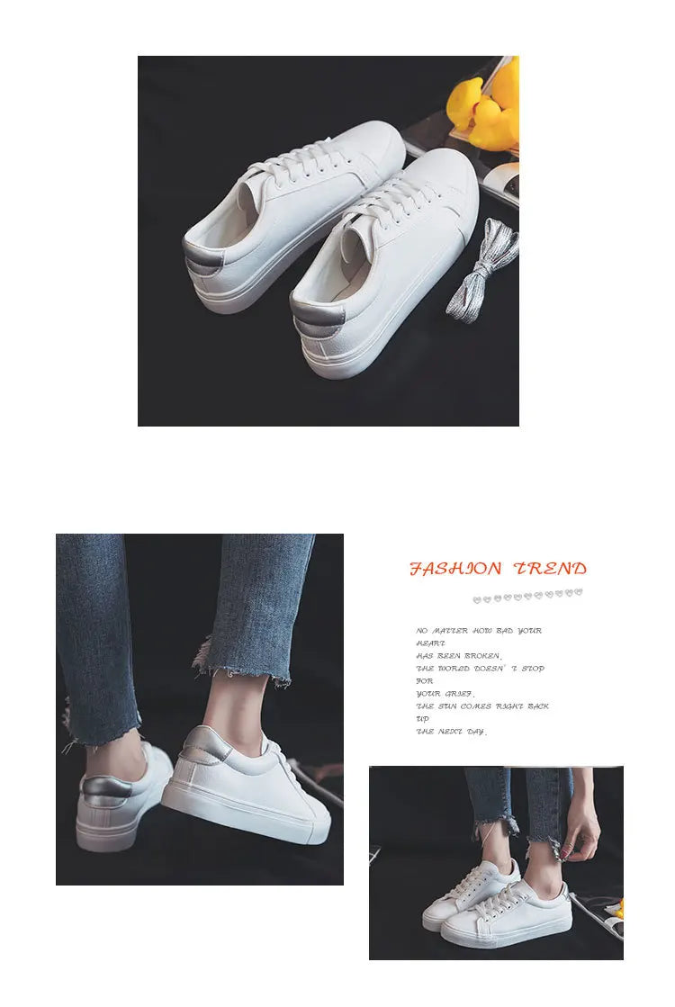 Women Platform Flats Shoes New Fashion Classic Vulcanize Shoes Spring Sport Shoes Casual PU Leather Female White Sneakers Shoes