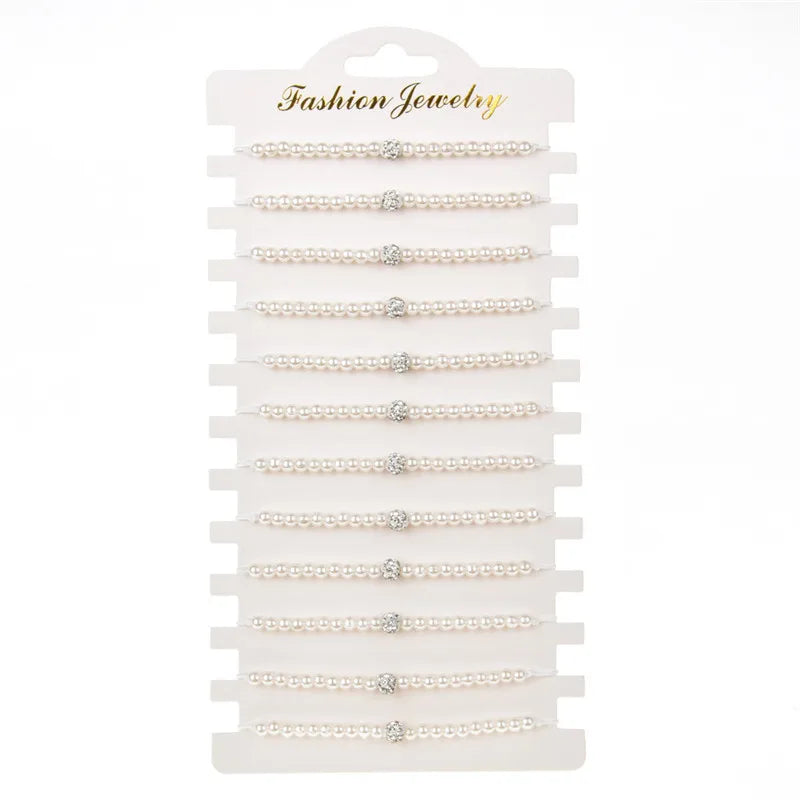 Luna Perlenarmband Set Verstellbar - 12 Stück, Seil
