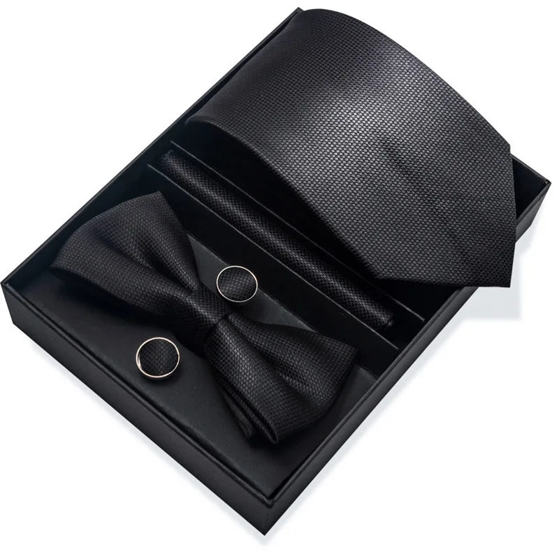 Men's Tie Pin cuff square bow Tie with pocket square cufflinks Set Paisley Men's Business Wedding Suit Accessories 6-piece set
