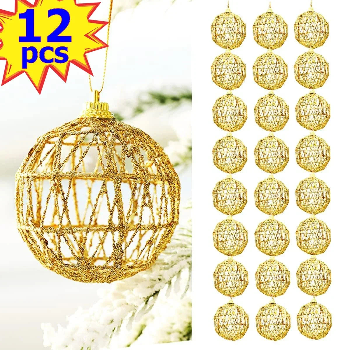 Choice Goldene Skalierte Kugeln - Packung 6 Stück, Durchmesser 5-6 cm