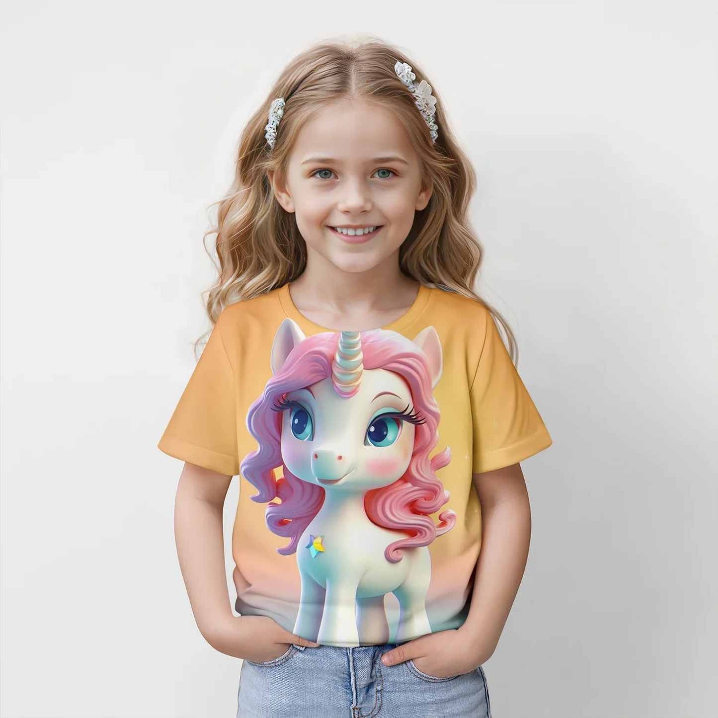 Kinder-T-Shirt 2025: 3D-Einhorn-Grafik - Innovative Drucktechnologie